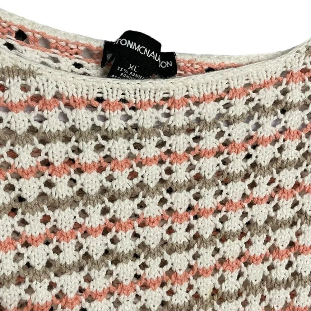 Norton McNaughton Open Crochet Knit Sweater Women's XL Multicolor Cropped Boho - Picture 6 of 9